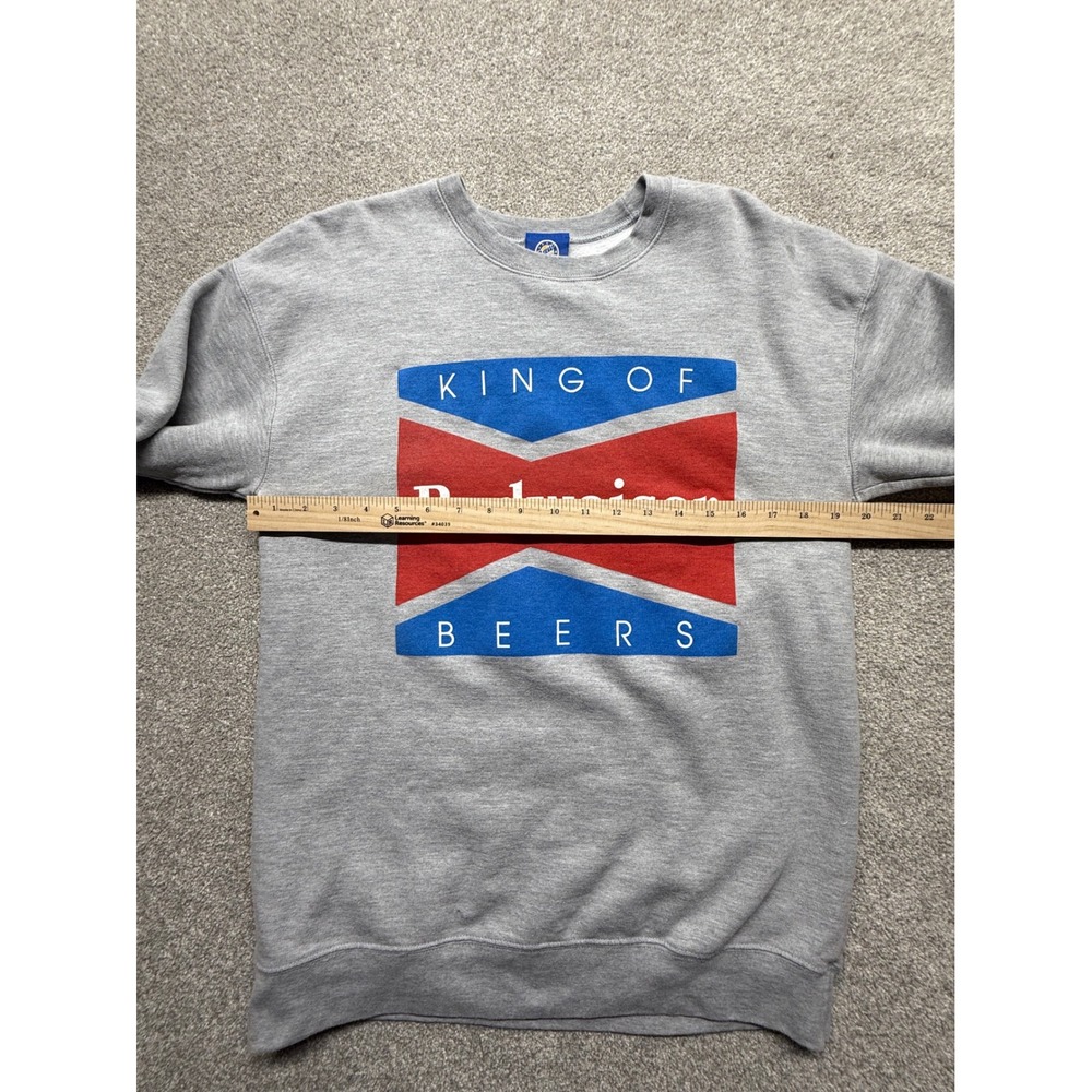 Budweiser King of Beers Graphic Sweatshirt Grey Crewneck Casual Pullover Top M‎ - Picture 5 of 9